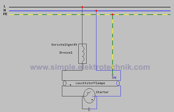 schaltung induktive einzelschaltung leuchtstofflampe simple elektrotechnik