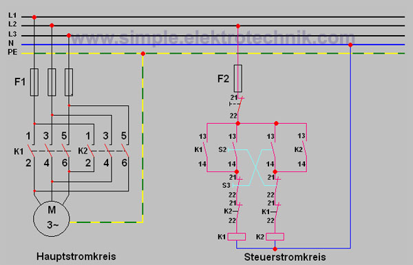 schaltung wendeschütz direkt simple elektrotechnik